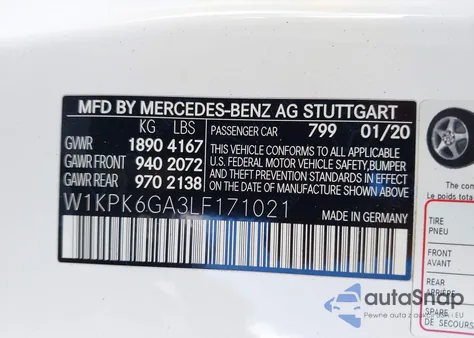2020 Mercedes-Benz Slc 43 Amg z USA, uszkodzony, nr VIN W1KPK6GA3LF171021